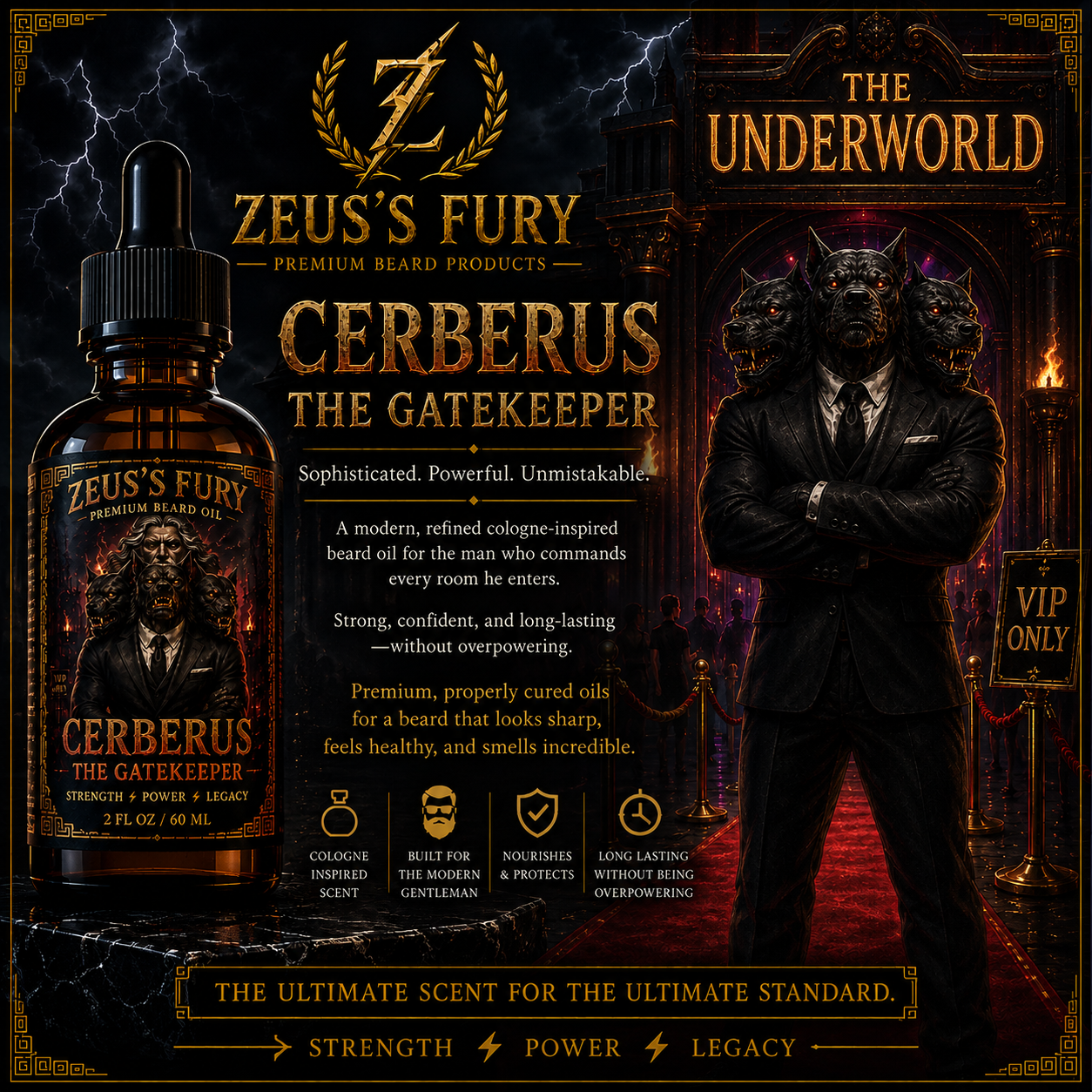 Cerberus the Gatekeeper 2 ounce (60ml) Beard Oil Bottle (6/3 backorder)